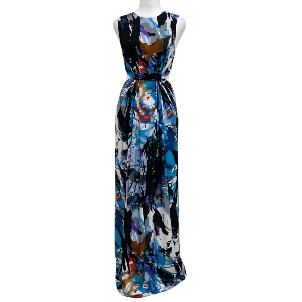 T-Bags Los Angeles Black Blue Artsy Multicolor Cutout Maxi Dress